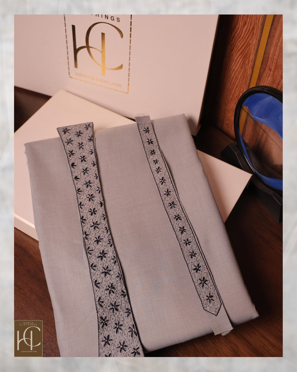 Pashmina Texture Collar Kurta Pajama for Men – Imported Soft Fabric with Pure Hand Resham Work