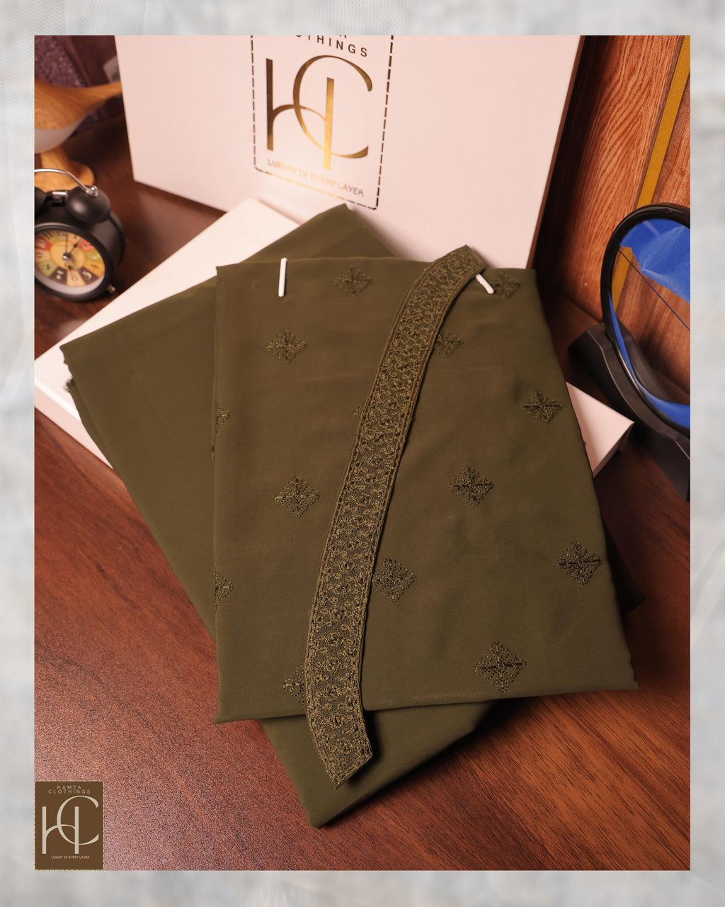 Royal Armani Premium mehndi green Kurta Pajama For Men With Luxury Fabric | Hamza Clothings
