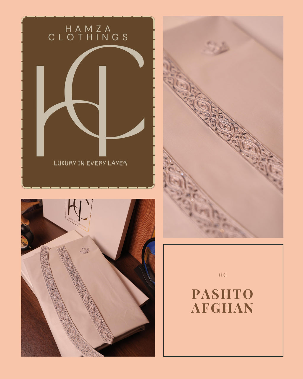 Pashto Afghan Collection Kurta Pajama for Men – Imported Soft Fabric with Hand Resham Work