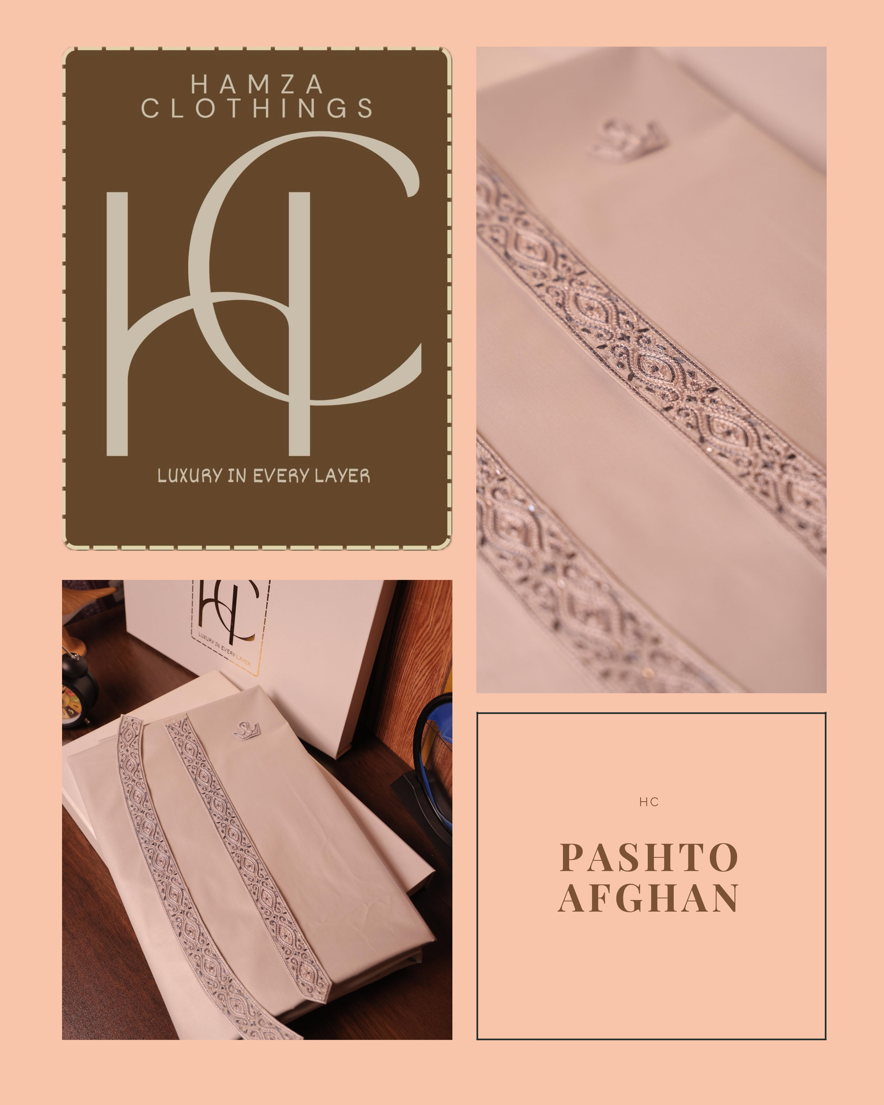 Pashto Afghan – Light Grey (Handmade Resham Work)