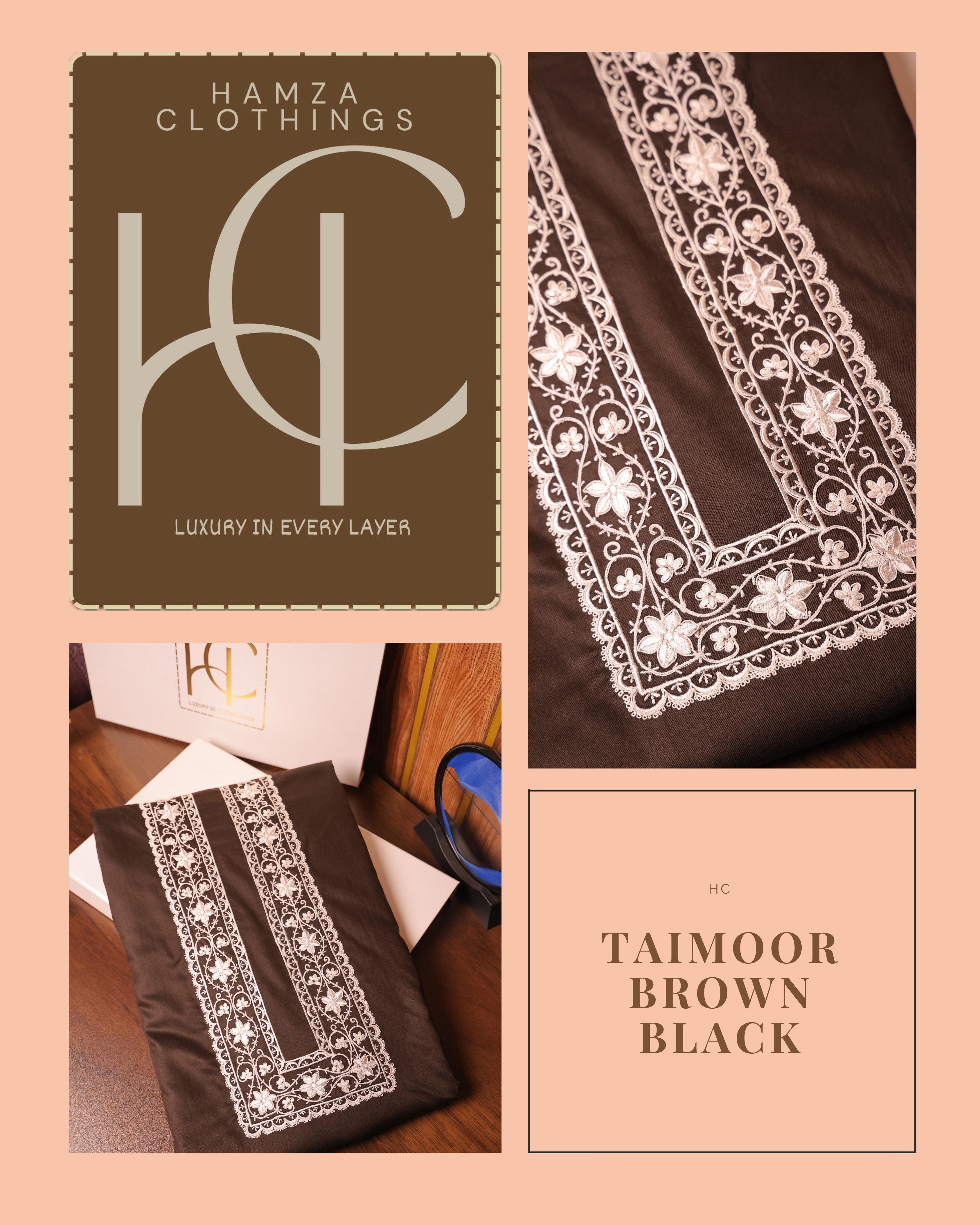 Taimoor kurta pajama for men Blackist Brown Resham Embroidery Collection