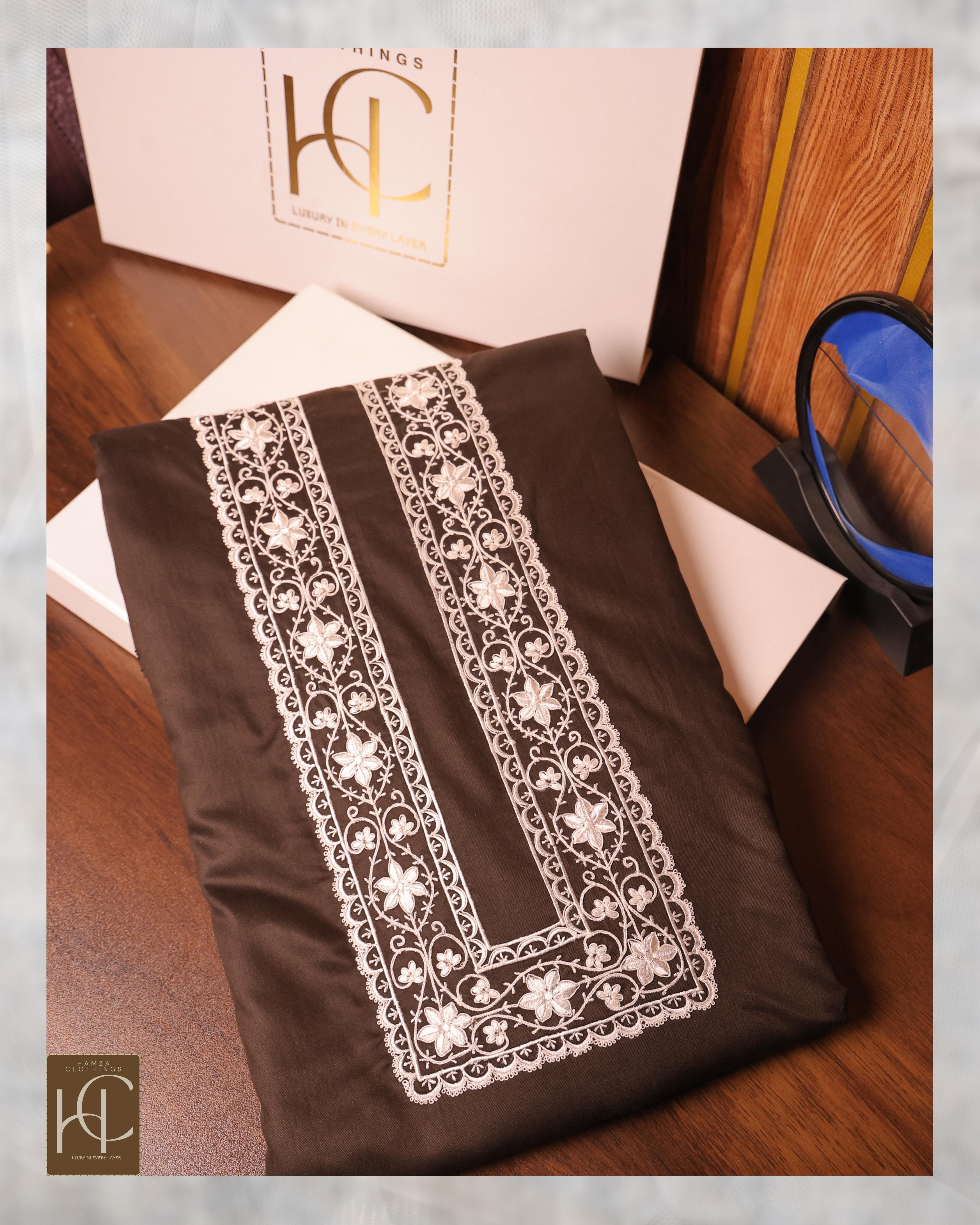 Taimoor kurta pajama for men Blackist Brown Resham Embroidery Collection