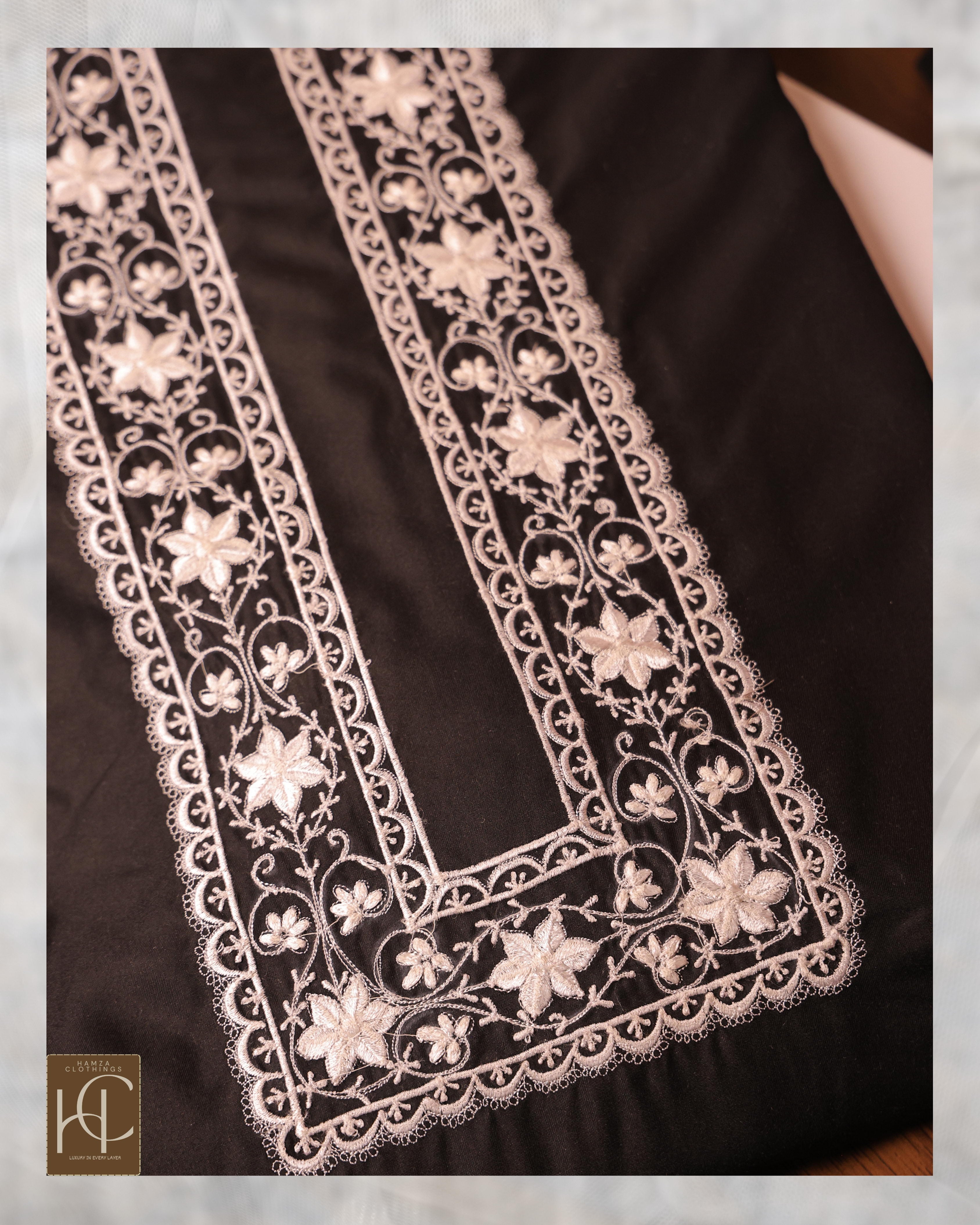 Taimoor kurta pajama for men - Black Resham Embroidery Collection