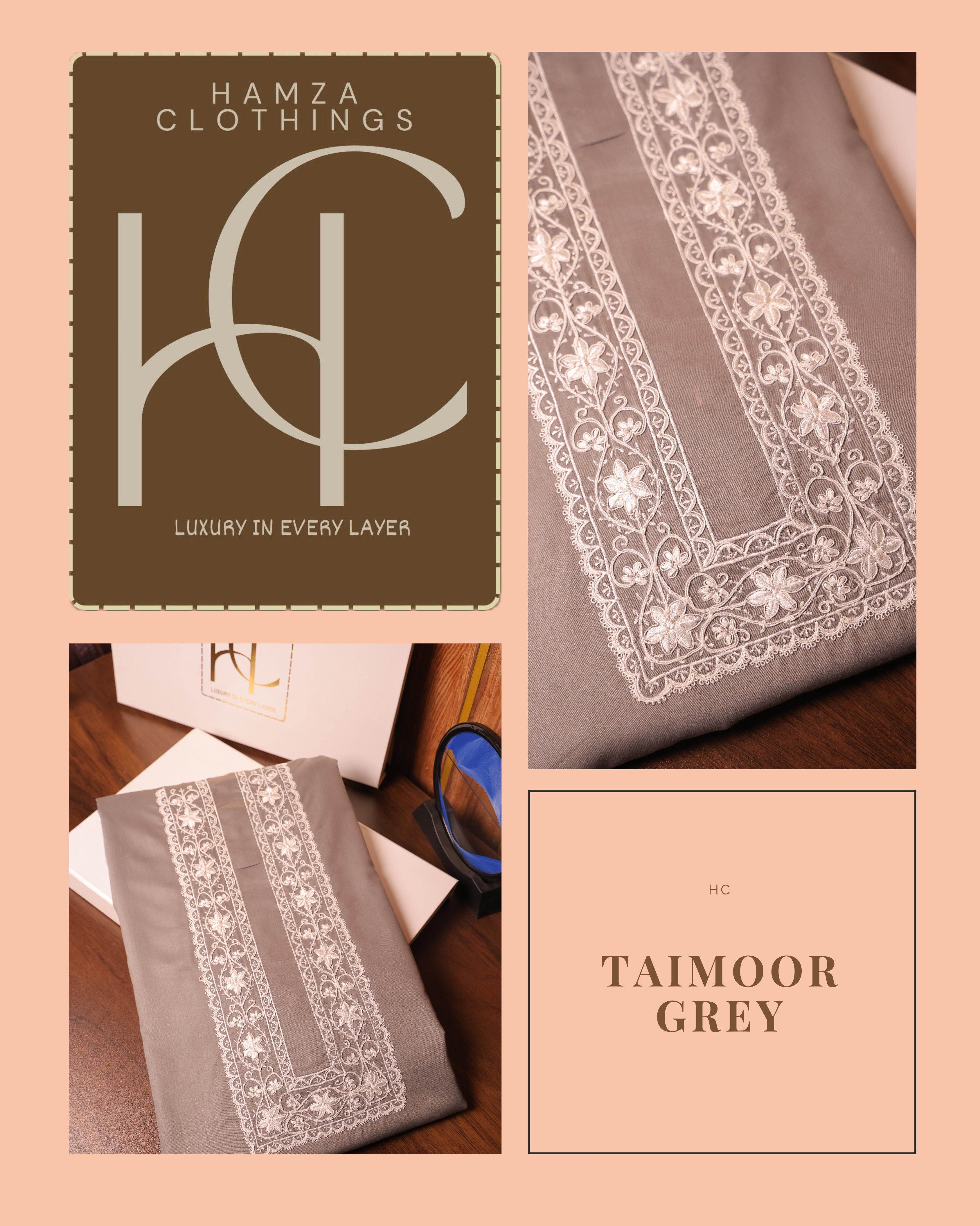 Taimoor kurta pajama for men Grey Resham Embroidery Collection