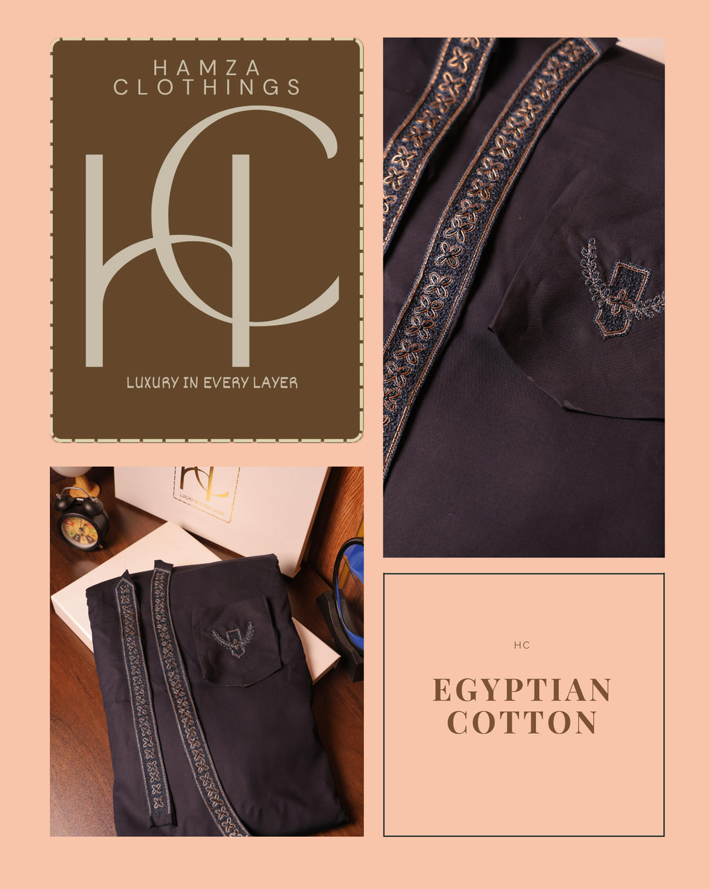Egyptian Cotton kurta pajama for men- Navy Blue
