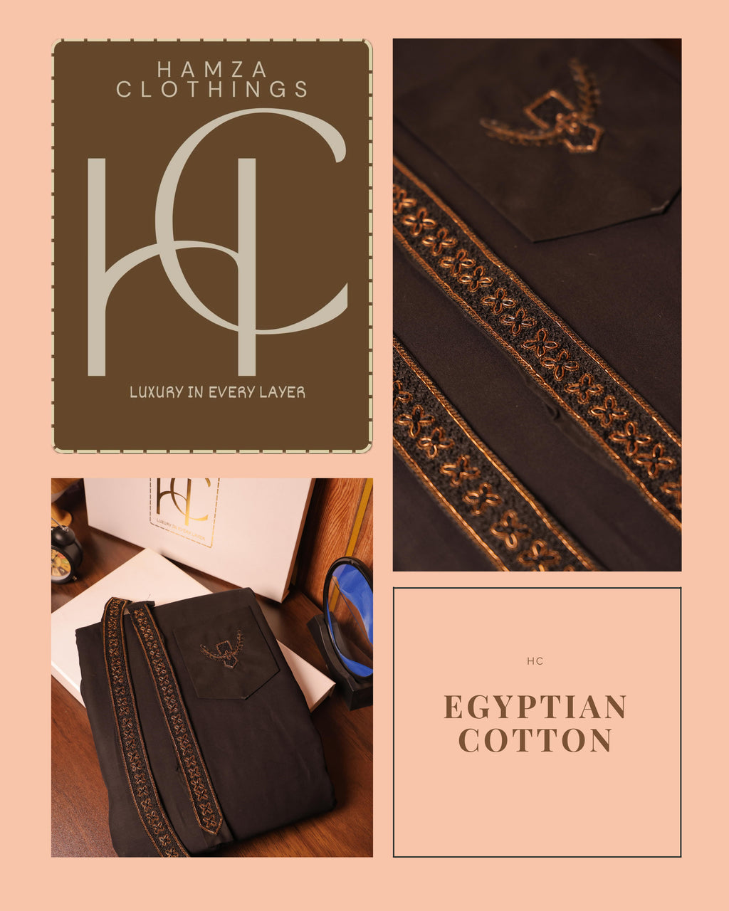 Egyptian Cotton kurta pajama for men Black