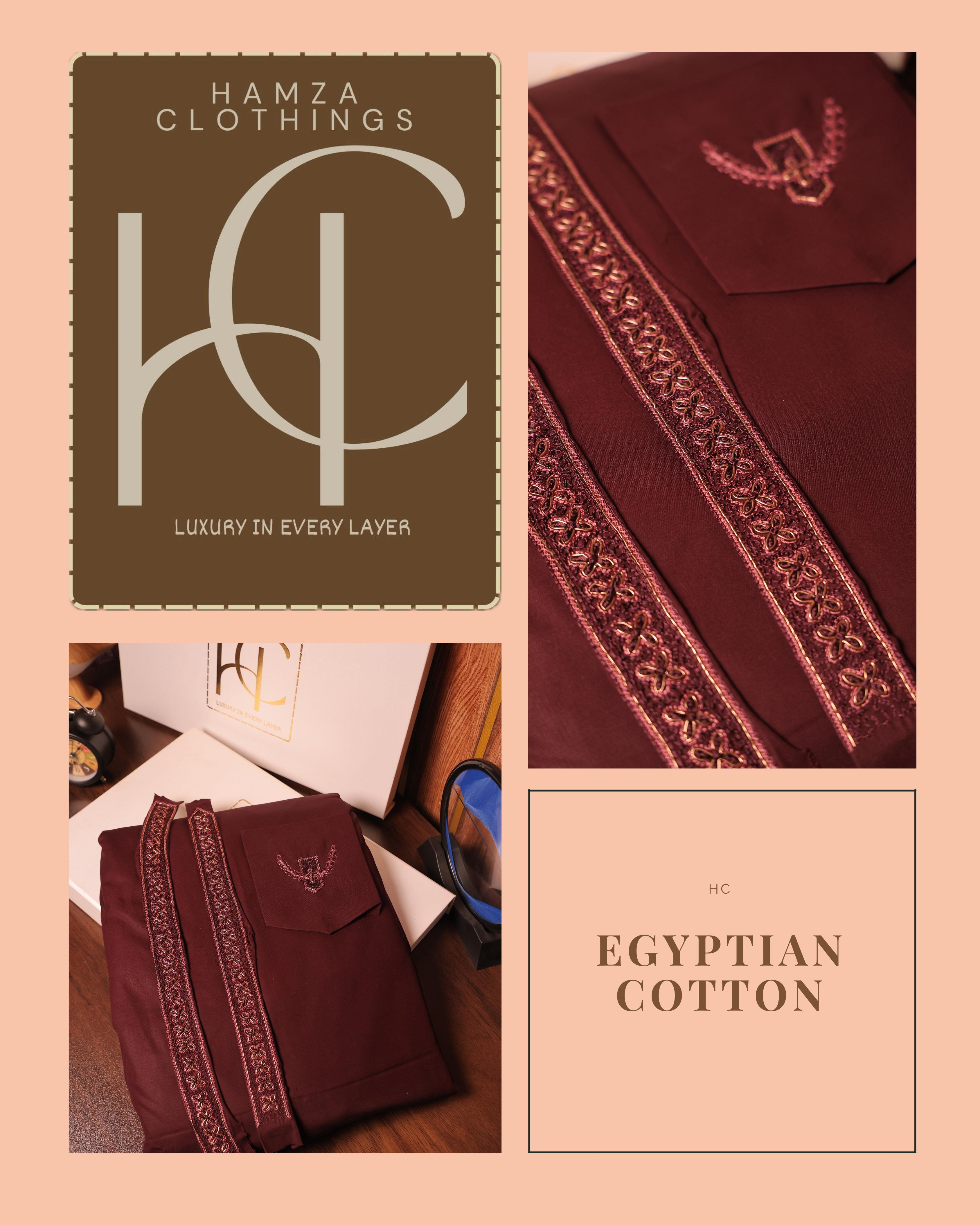 Egyptian Cotton kurta pajama for men - Majanta Wine
