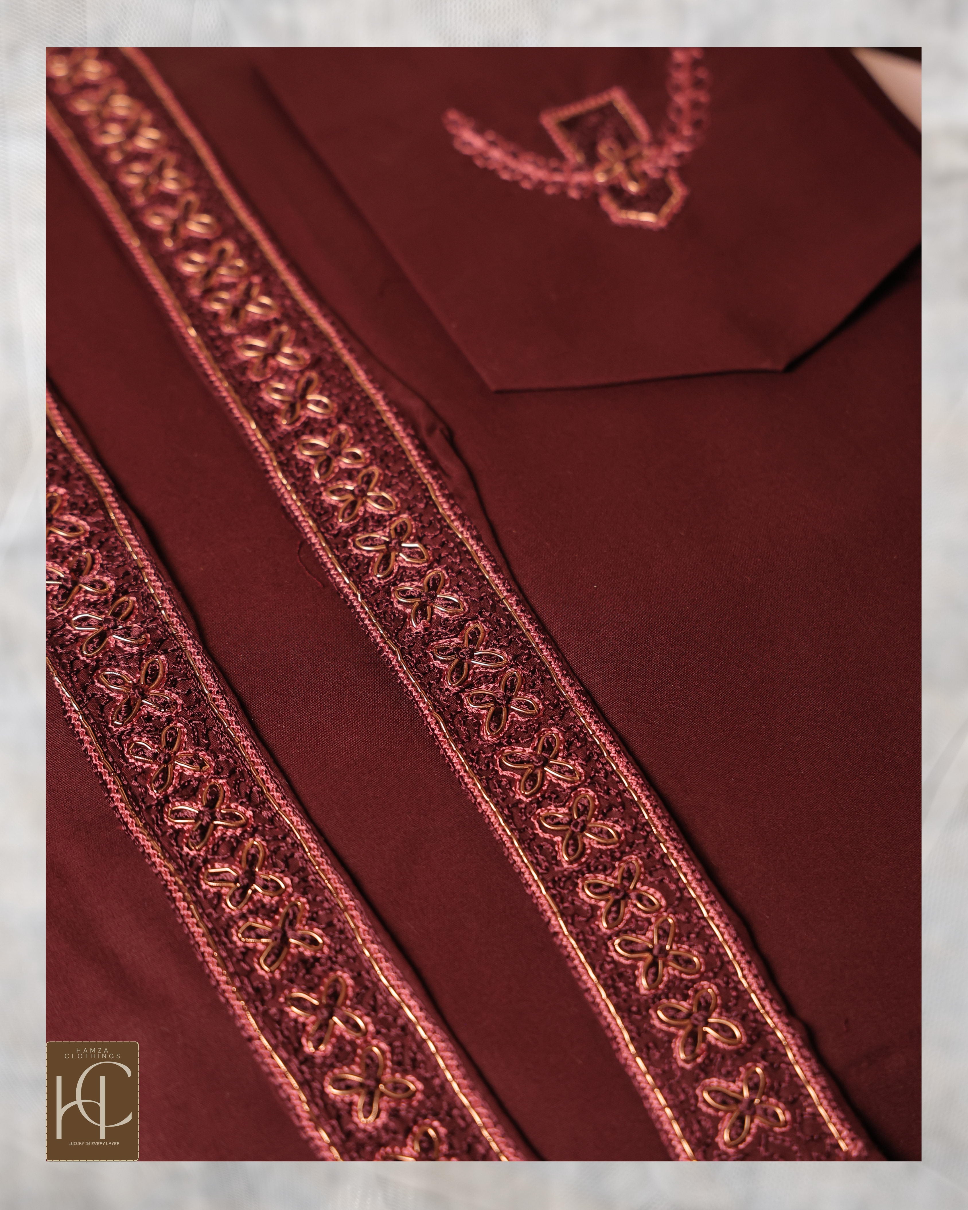 Egyptian Cotton kurta pajama for men - Majanta Wine