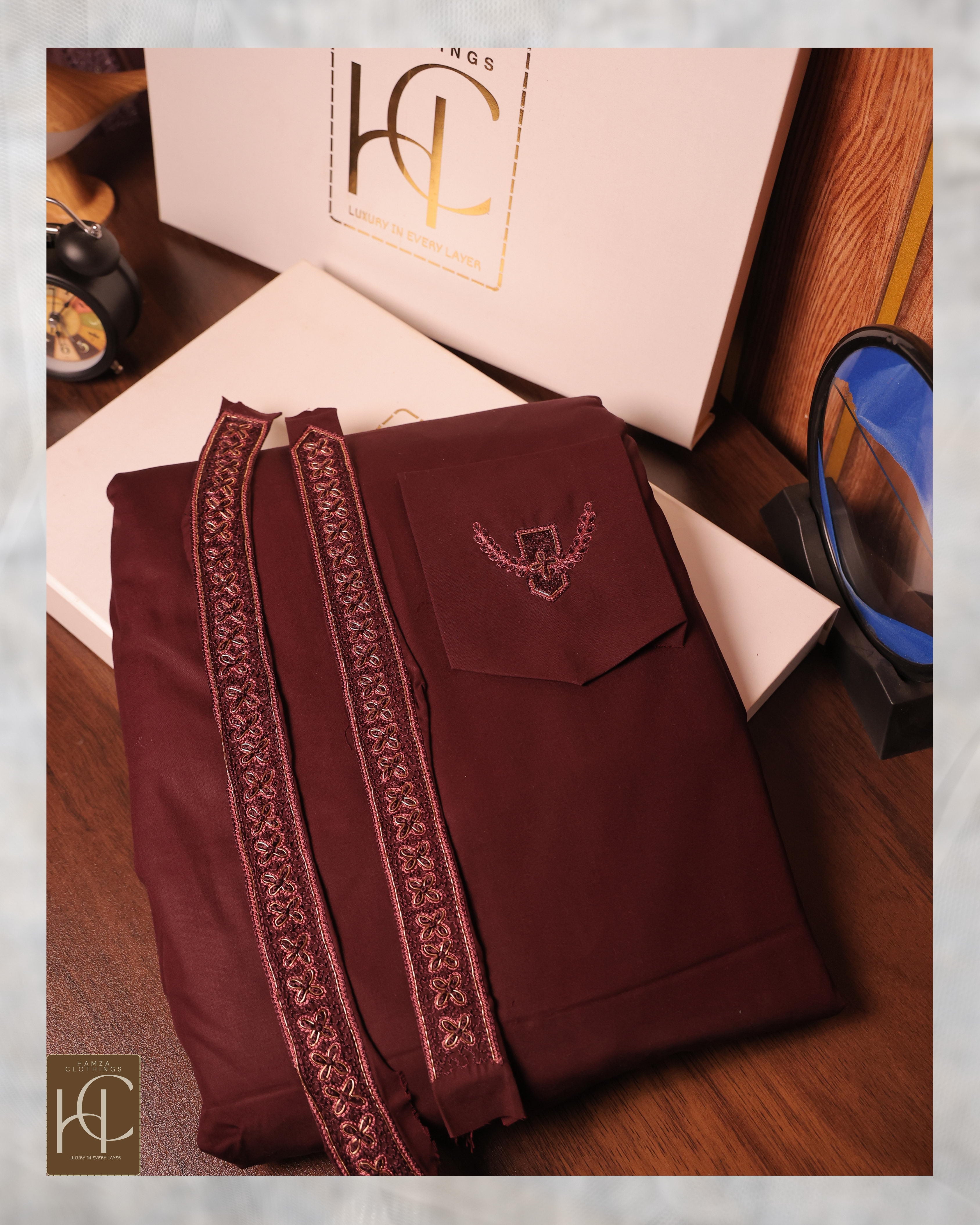 Egyptian Cotton kurta pajama for men - Majanta Wine