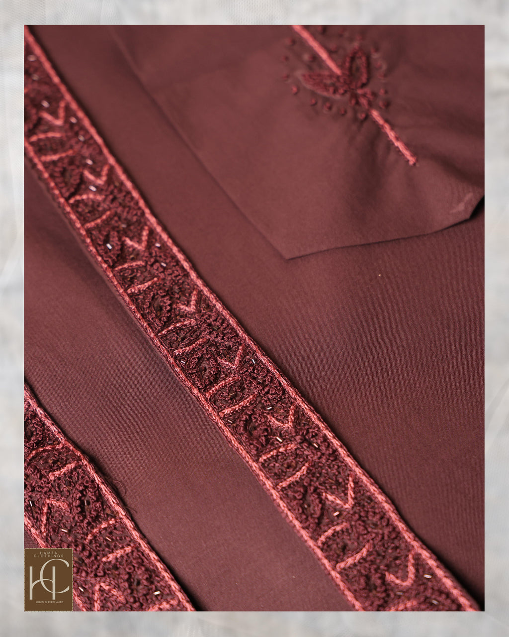 Pashmina Not-Stitch Fabric for Men – Premium Soft Imported Material with Pure Hand Resham Work