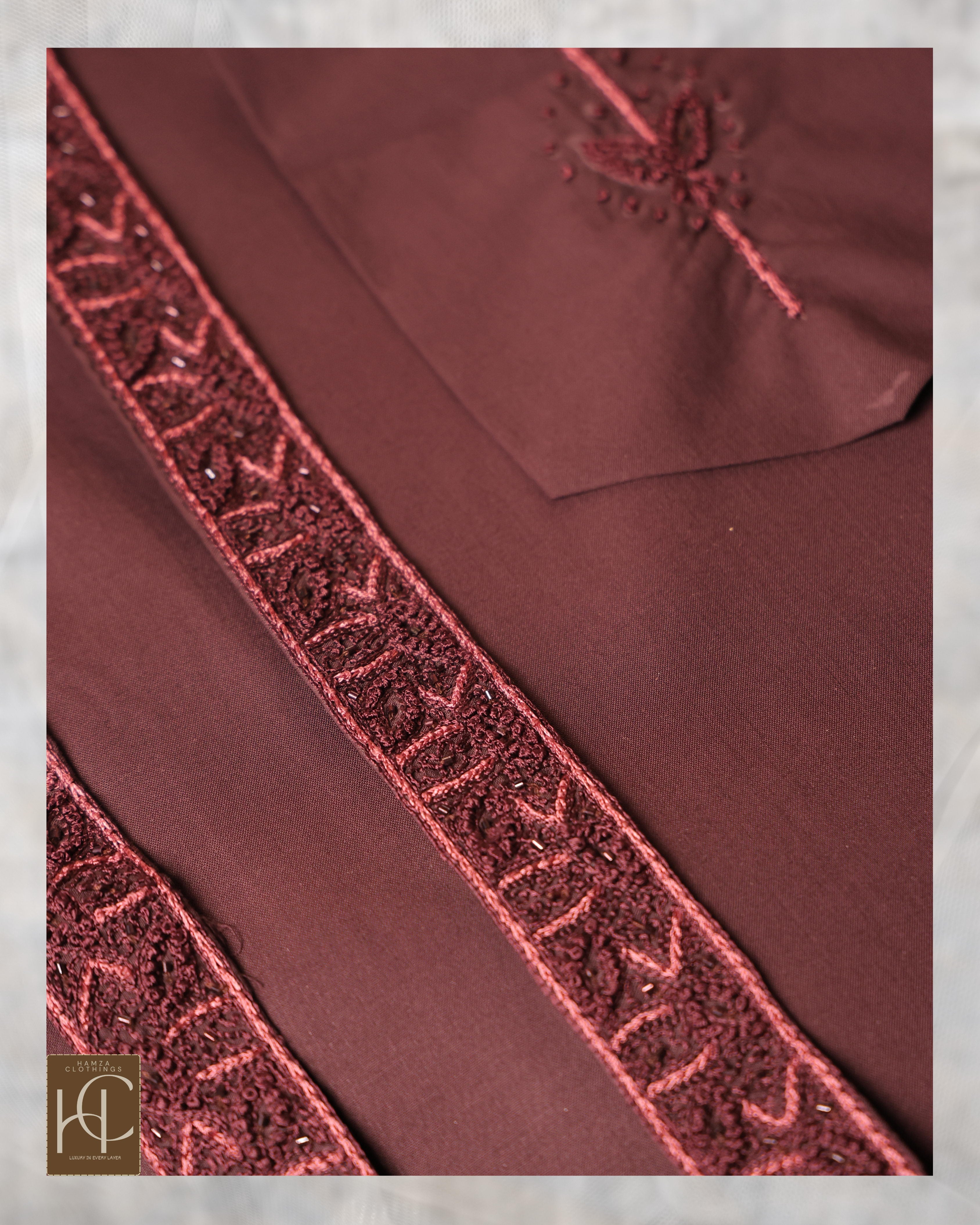 Pashmina Not-Stitch Fabric for Men – Premium Soft Imported Material with Pure Hand Resham Work