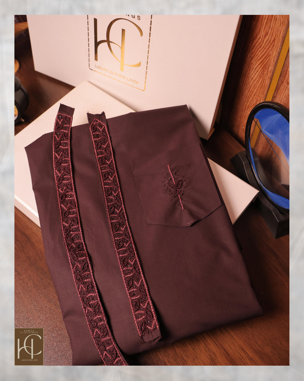 Pashmina Not-Stitch Fabric for Men – Premium Soft Imported Material with Pure Hand Resham Work
