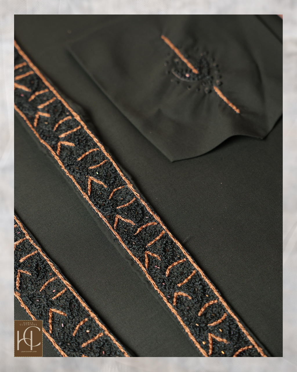 Pashmina Not-Stitch Fabric for Men – Premium Soft Imported Material with Pure Hand Resham Work