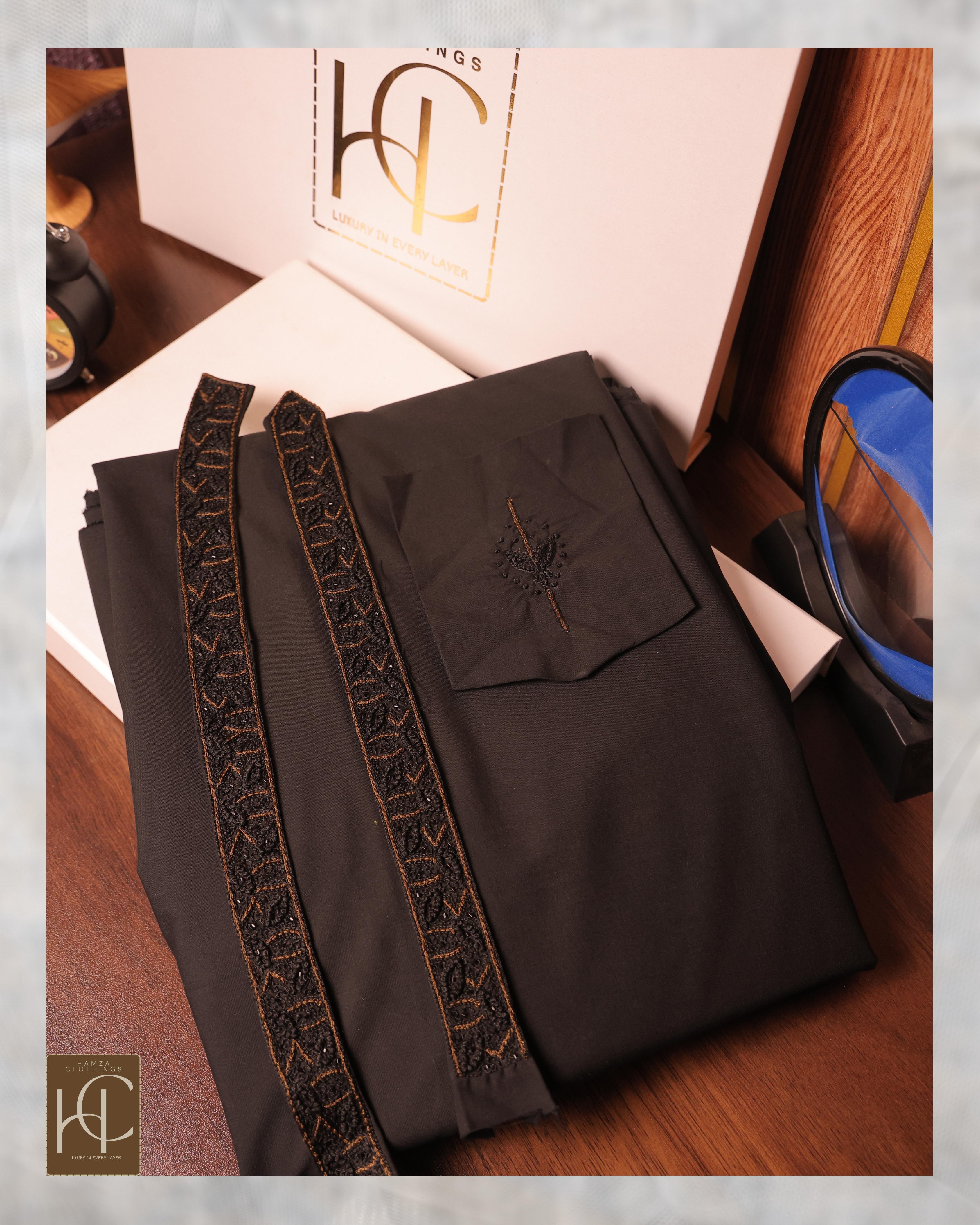 Pashmina Not-Stitch Fabric for Men – Premium Soft Imported Material with Pure Hand Resham Work