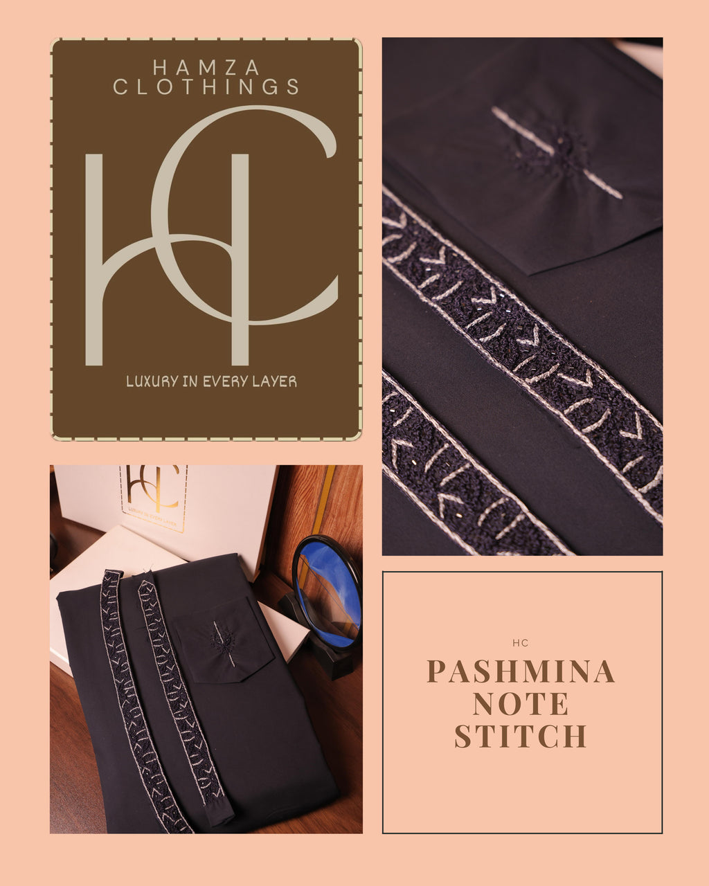 Pashmina Not-Stitch Fabric for Men – Premium Soft Imported Material with Pure Hand Resham Work