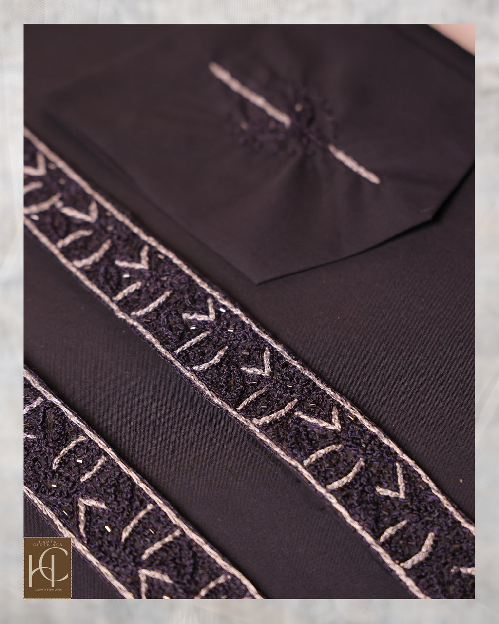 Pashmina Not-Stitch Fabric for Men – Premium Soft Imported Material with Pure Hand Resham Work