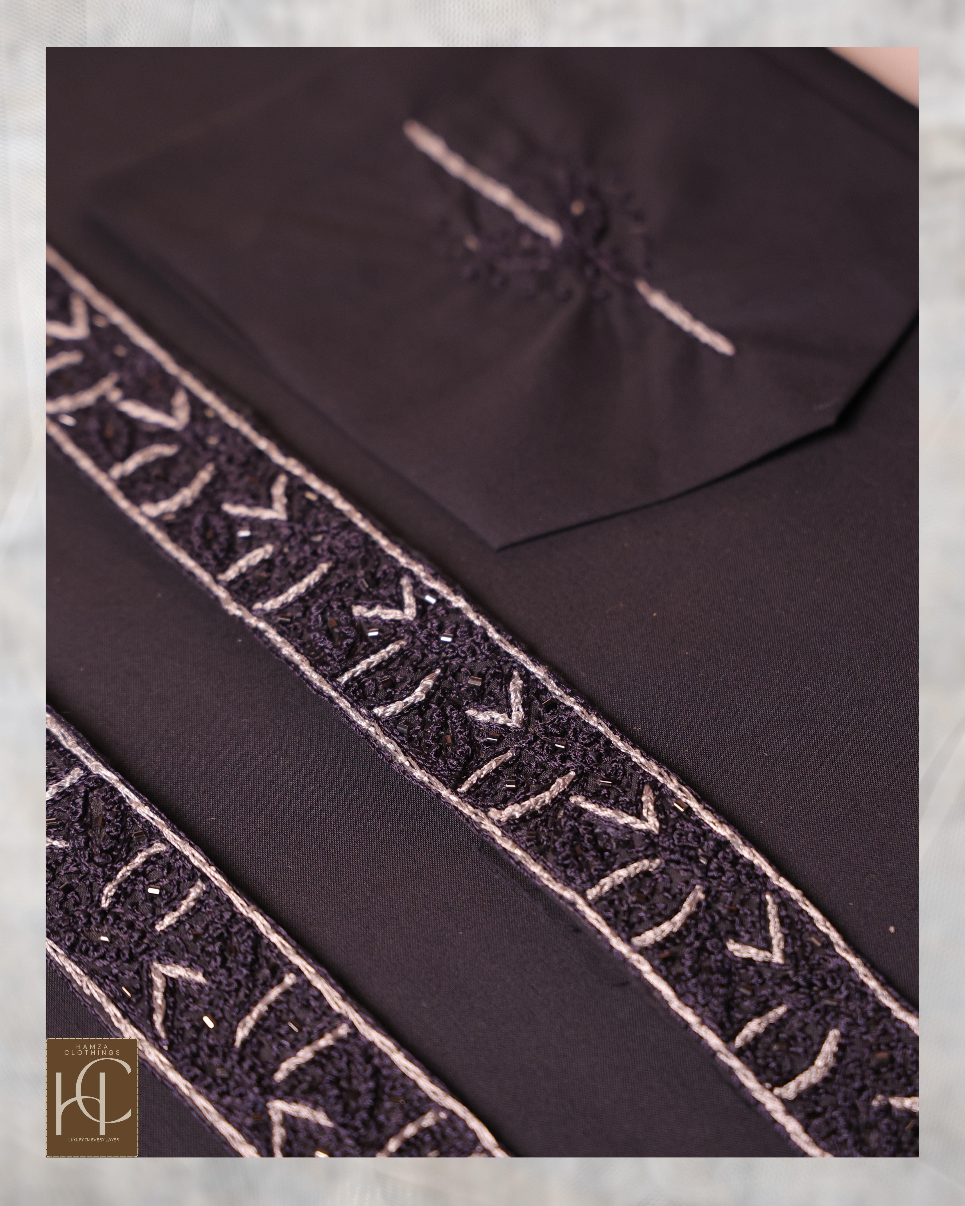 Pashmina Not-Stitch Fabric for Men – Premium Soft Imported Material with Pure Hand Resham Work
