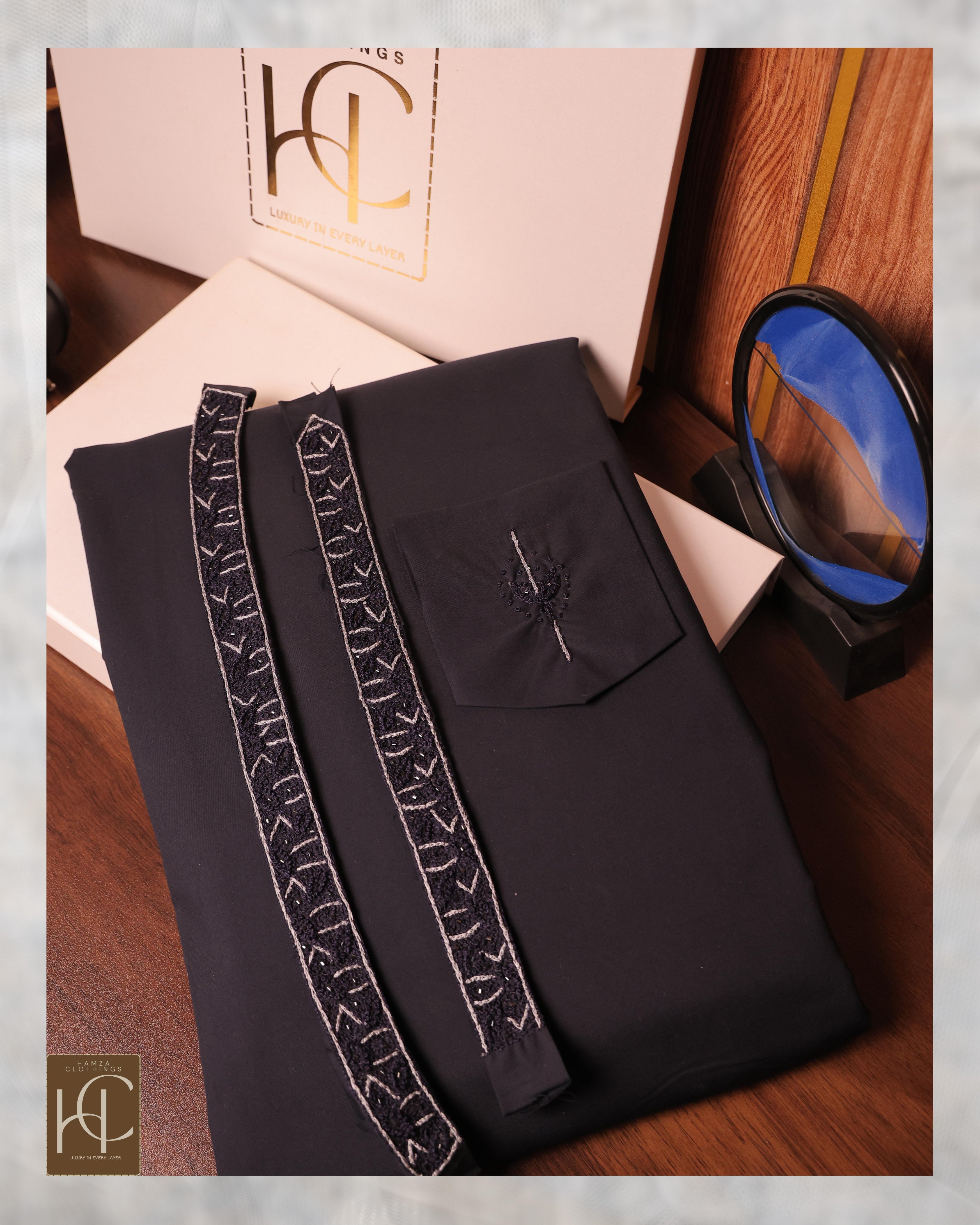 Pashmina Not-Stitch Fabric for Men – Premium Soft Imported Material with Pure Hand Resham Work
