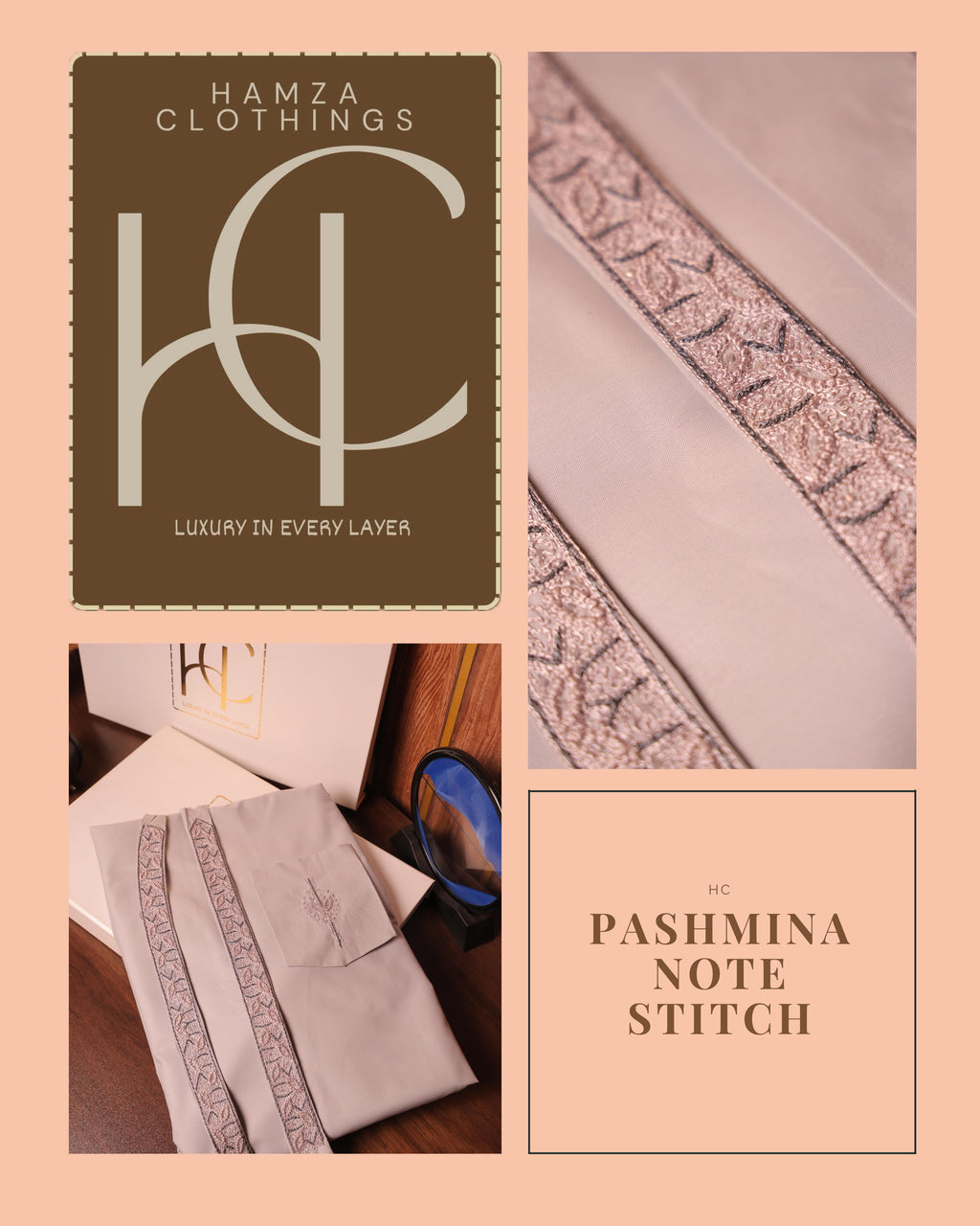 Pashmina Not-Stitch Fabric for Men – Premium Soft Imported Material with Pure Hand Resham Work