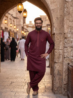 Egyptian Cotton kurta pajama for men - Majanta Wine