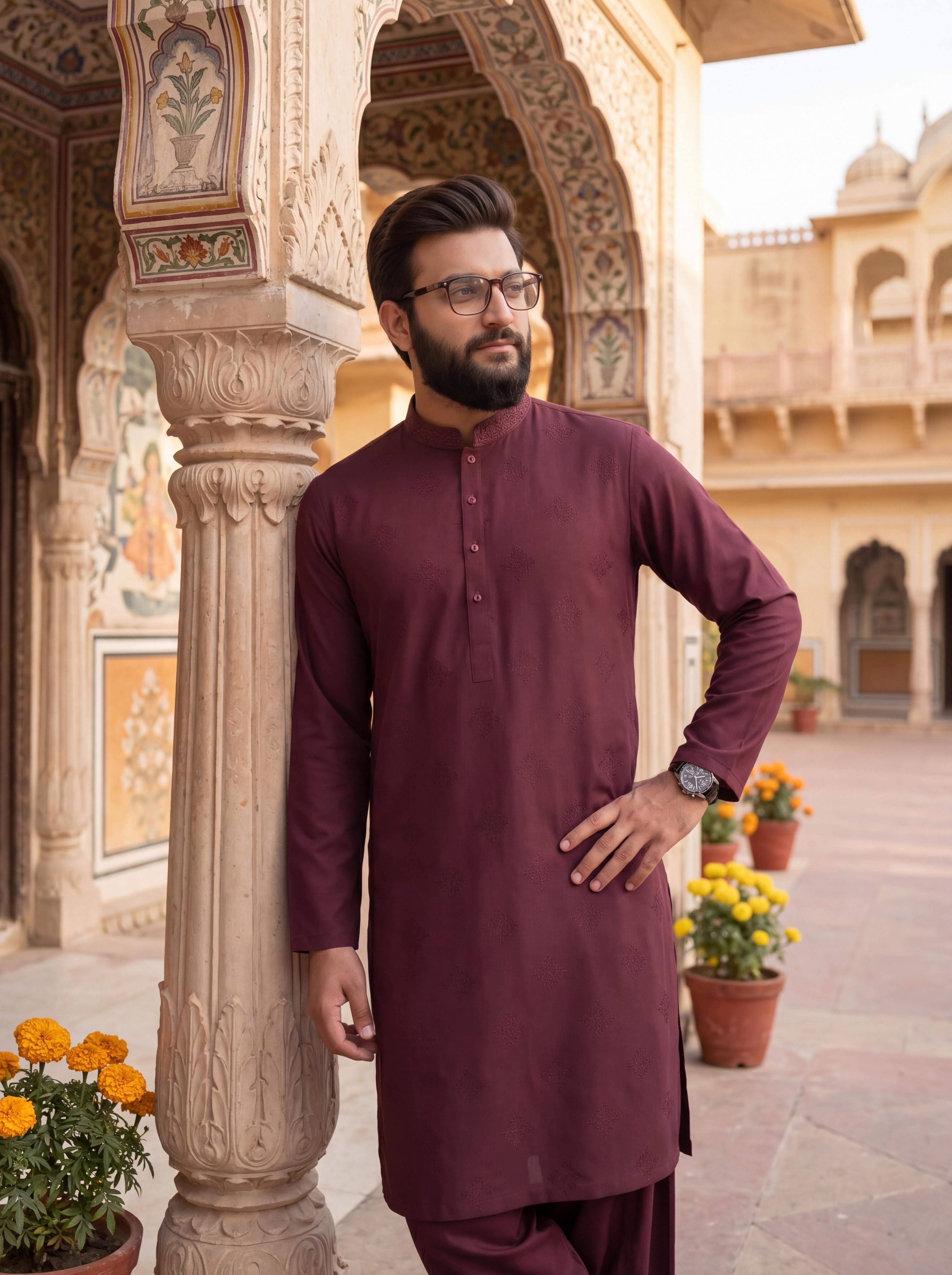 Men's Royal Armani Classic Kurta Pajama with Timeless Elegant Design