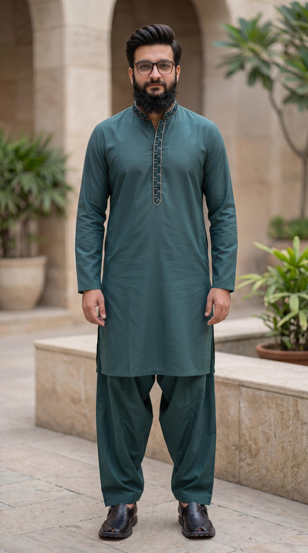 Pashmina Not-Stitch Fabric for Men – Premium Soft Imported Material with Pure Hand Resham Work